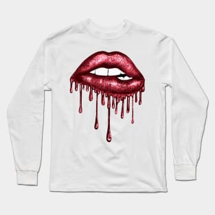 Dripping Bloody Red Lips Long Sleeve T-Shirt